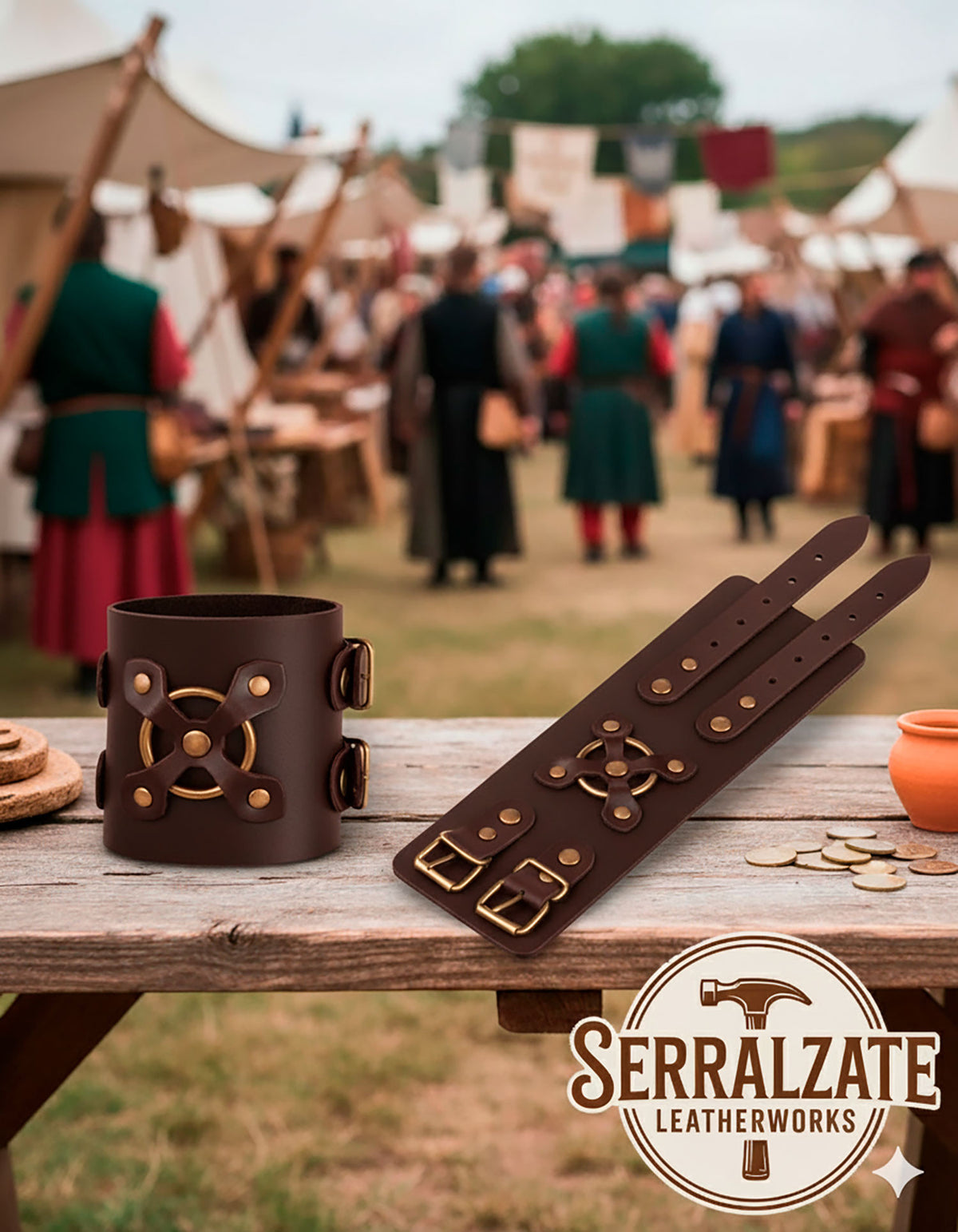 Pulsera medieval Alejandro en marrón (1 unidad)