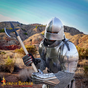 Hacha de batalla medieval forjada acero carbono (84 cm.)