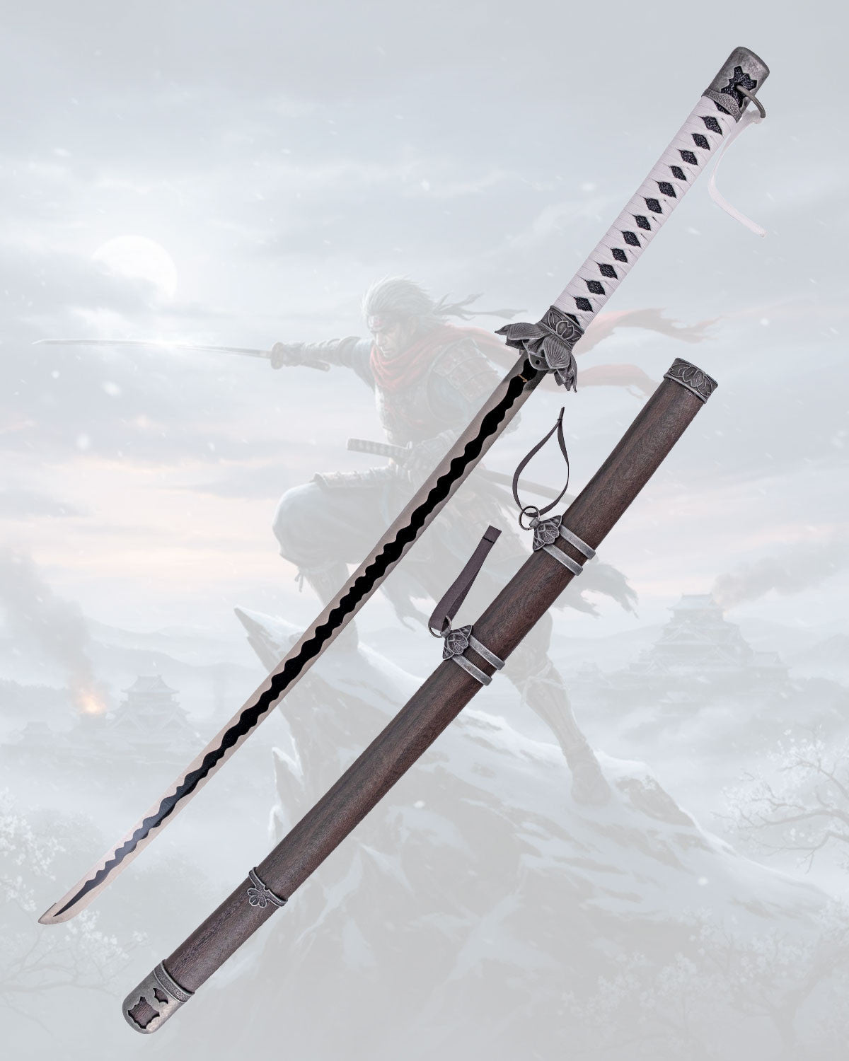 Katana tsuba flor del videojuedo Sekiro, réplica no oficial