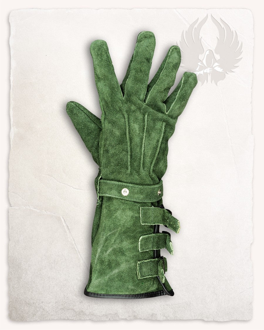 Guantes medievales en ante modelo Kondor, color verde