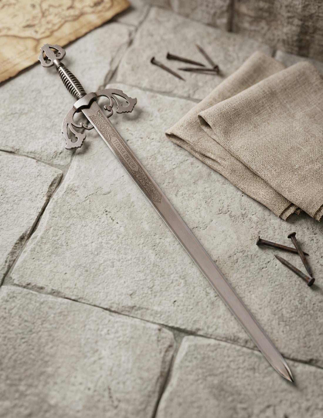 Espada Tizona Cid rústica, puño costillas