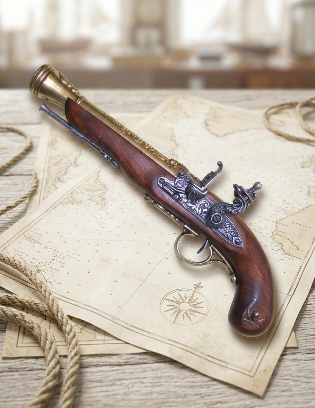 Pistola pirata de chispa siglo XVIII (zurda)