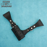 Tahalí medieval ajustable en cuero negro para espadas