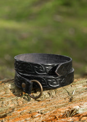 Cinturón Piel Negro Grabado Celta Medieval