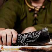 Cuerno vikingo natural para beber, diseño Halcón
