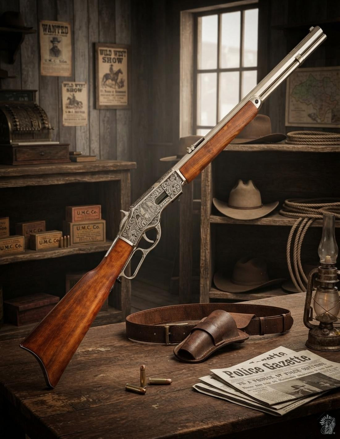Rifle de repetición USA 1873, acabado plateado _IA
