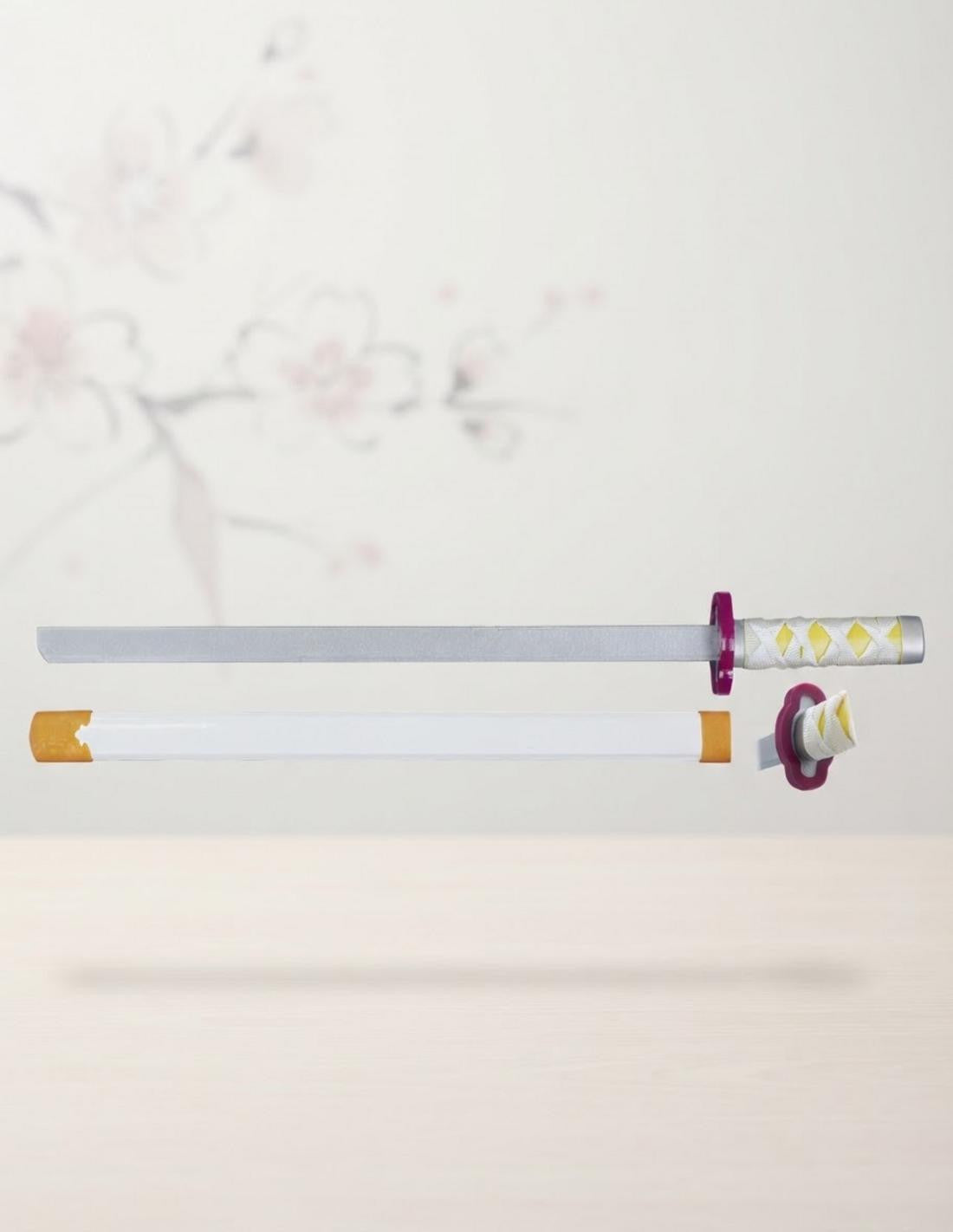 Katana de madera Tole10, hoja color acero vaina blanca