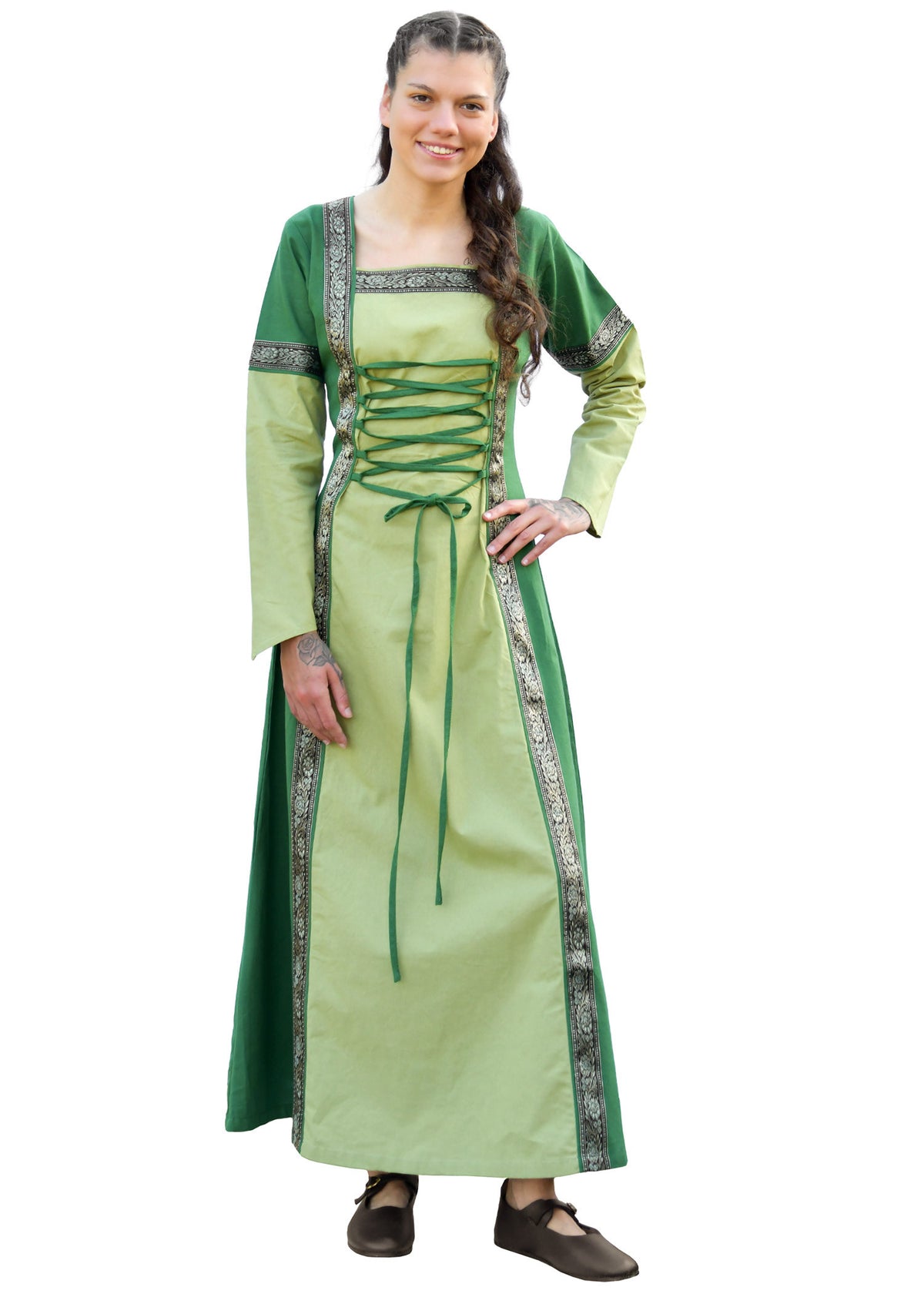 Vestido medieval modelo Eleanor, color verde