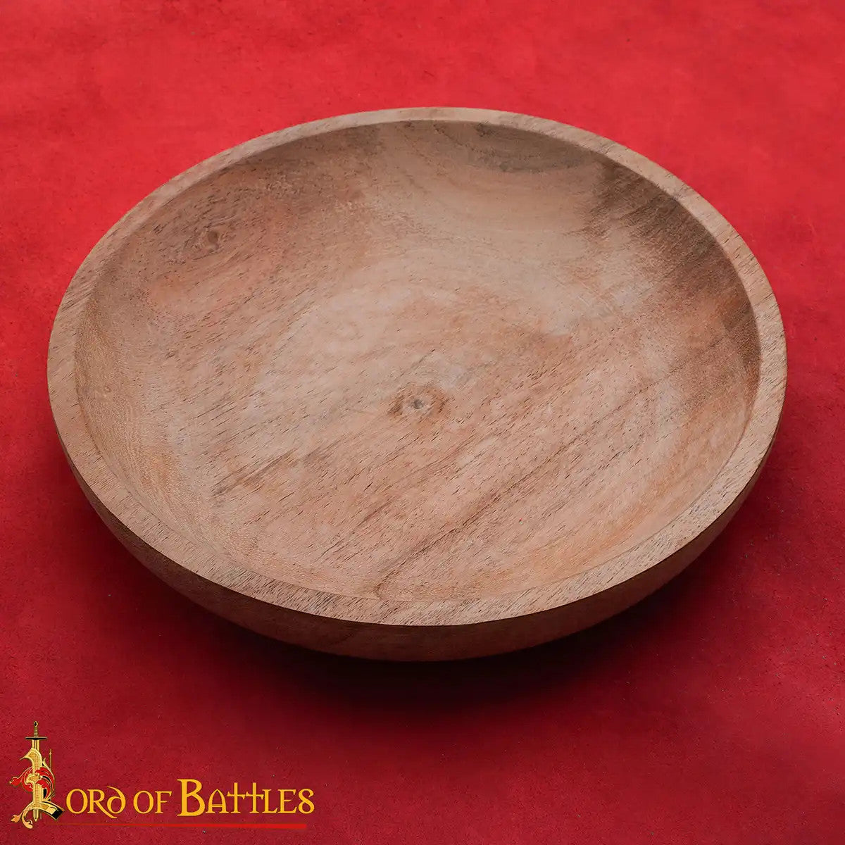 Plato medieval redondo en mandera de acacia