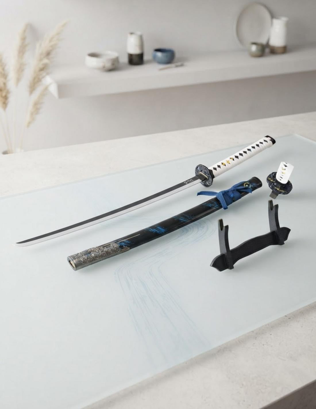 Katana decorativa no oficial Blu Sakai - Ghost of Tsushima (con soporte)