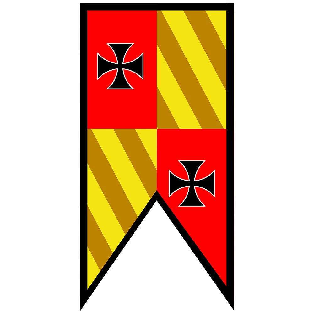 Estandarte Medieval Cuartelado picos Cruces Templarias