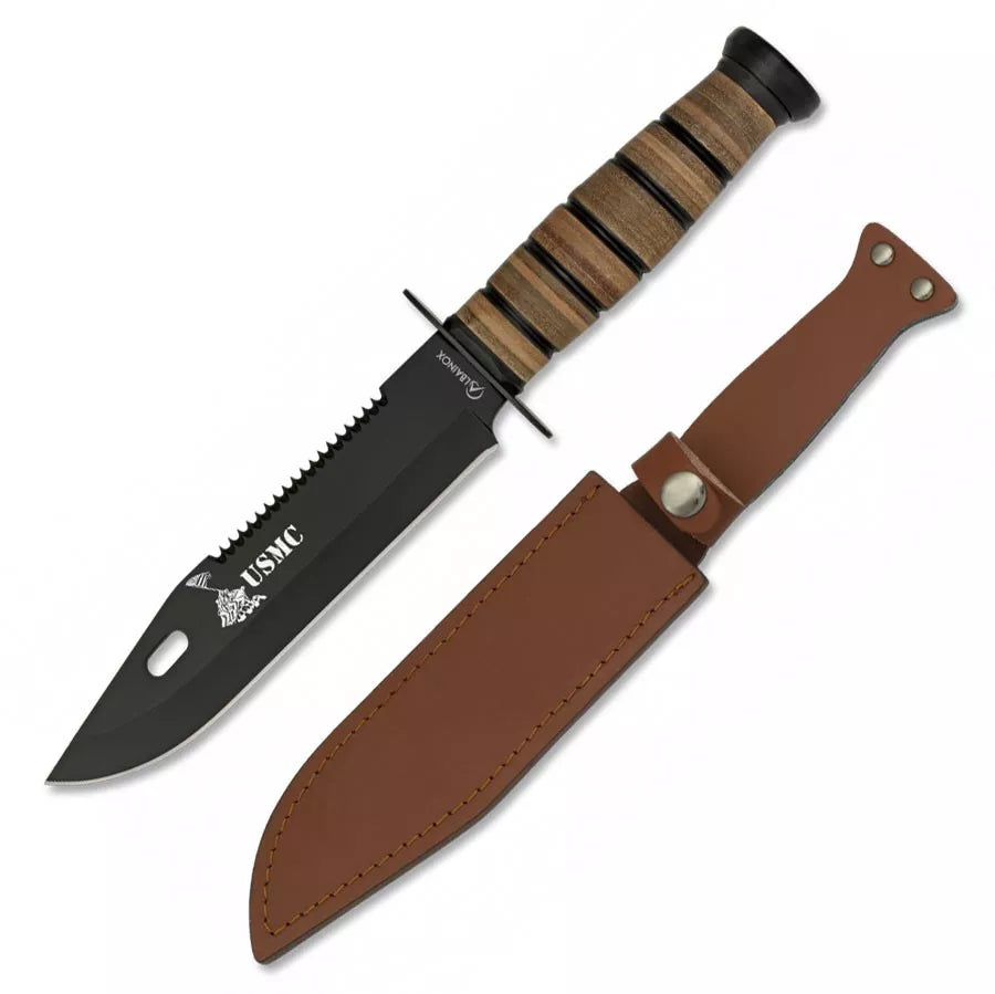 Cuchillo USMC Albainox con funda en piel