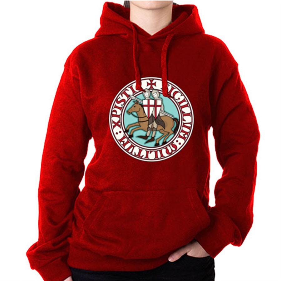 Sudadera Roja Caballeros Templarios con Capucha