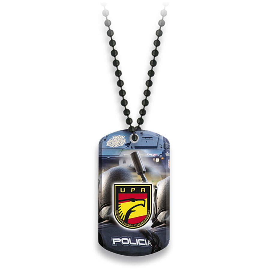 Placa con cadena de bolas Unidad Intervención Policial de la Policía Española