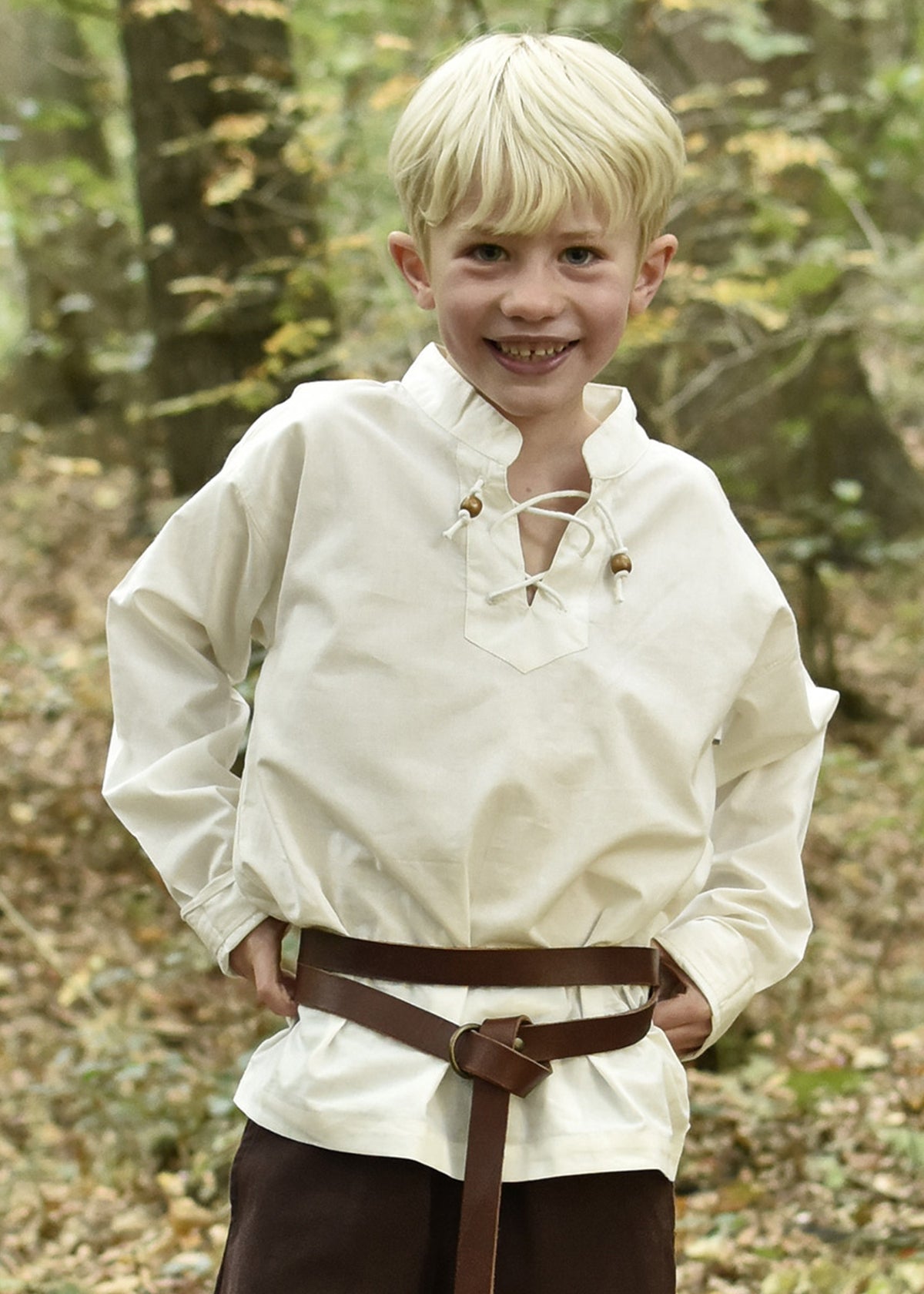 Camisa medieval blanco natural para niño, Colin