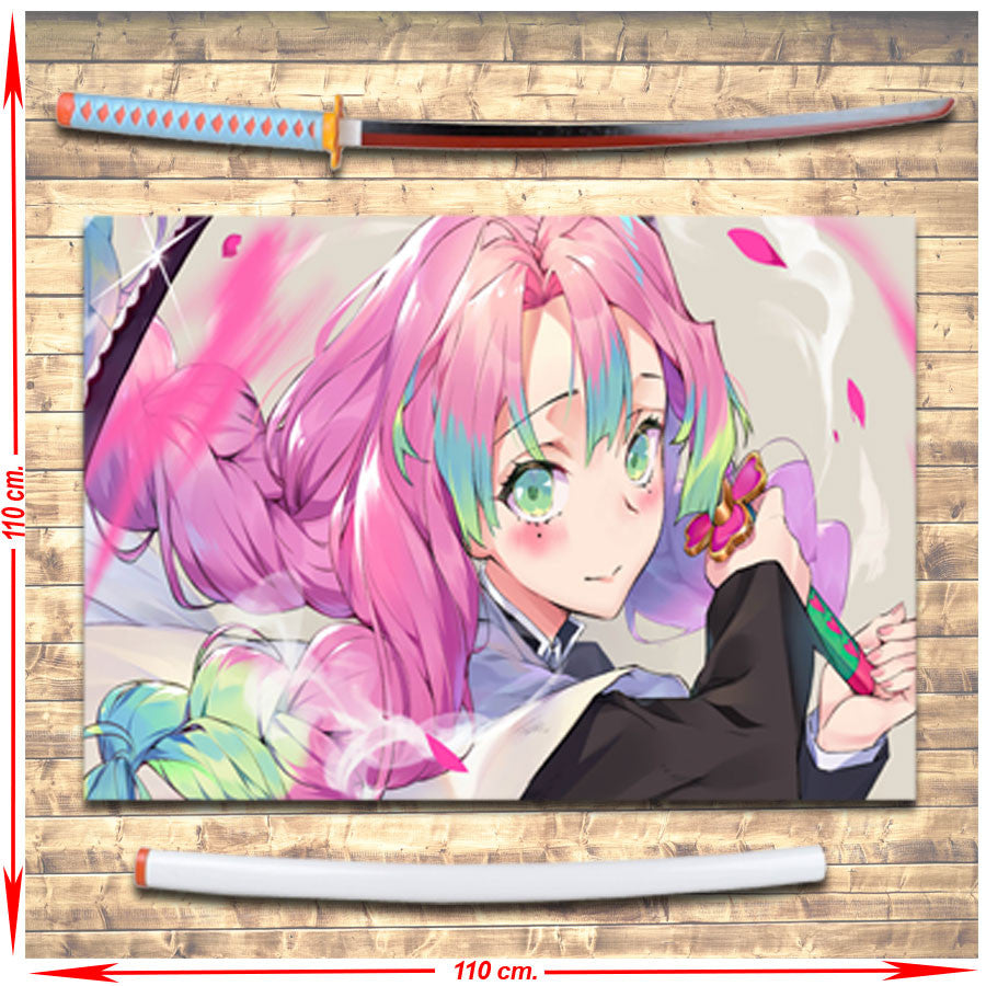 Pack katana de Mitsuri Kanroji + estandarte de Demon Slayer