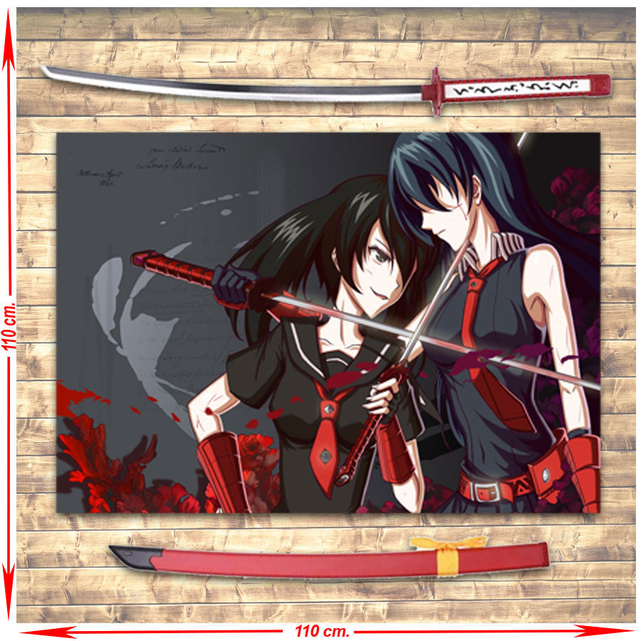 Pack estandarte + katana One Cut Killer: Murasame, Night Raid, De Akame Ga Kill