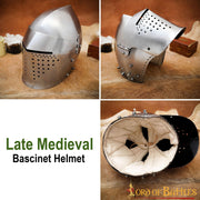 Bacinete medieval con visera, Edad Medieval tardía