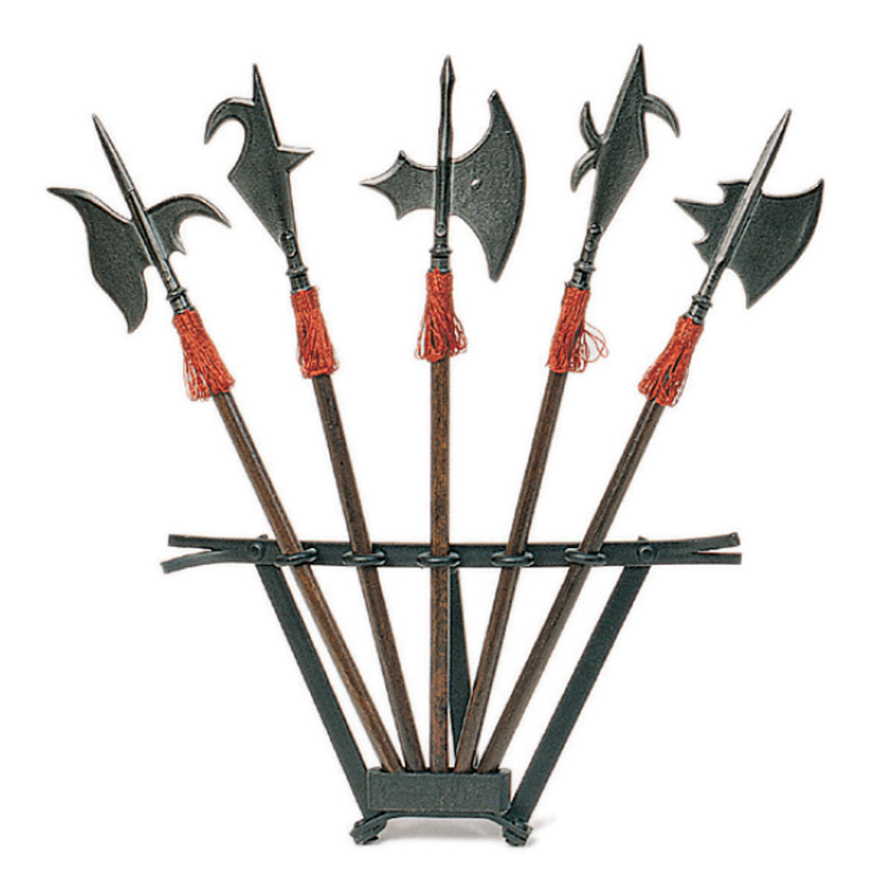 Set 5 alabardas medievales con soporte en miniatura (30x33 cm.)