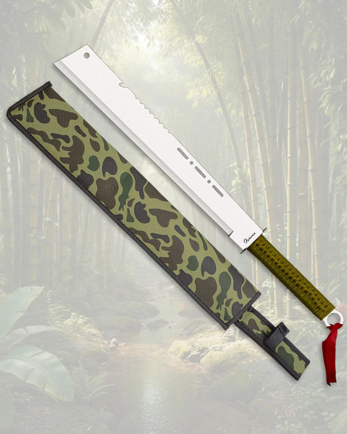 Machete cortacañas Albainox hoja tanto funda camuflaje