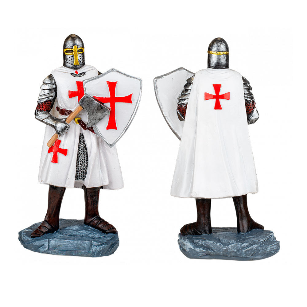 Miniatura caballero templario con escudo y hacha (18 cm.)