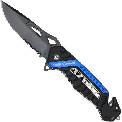 Navaja de rescate Smith and Wesson azul