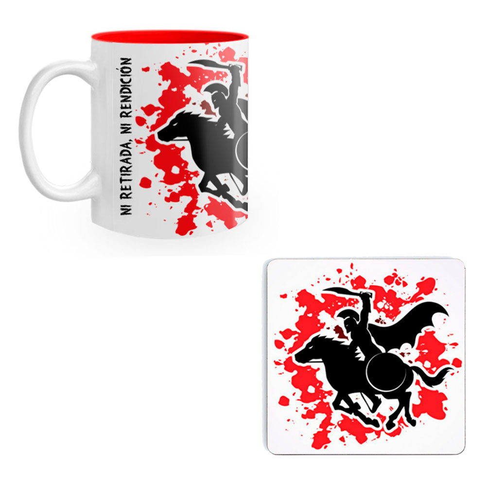 Pack Desayuno Espartano: Taza + Posavasos Guerrero Espartano