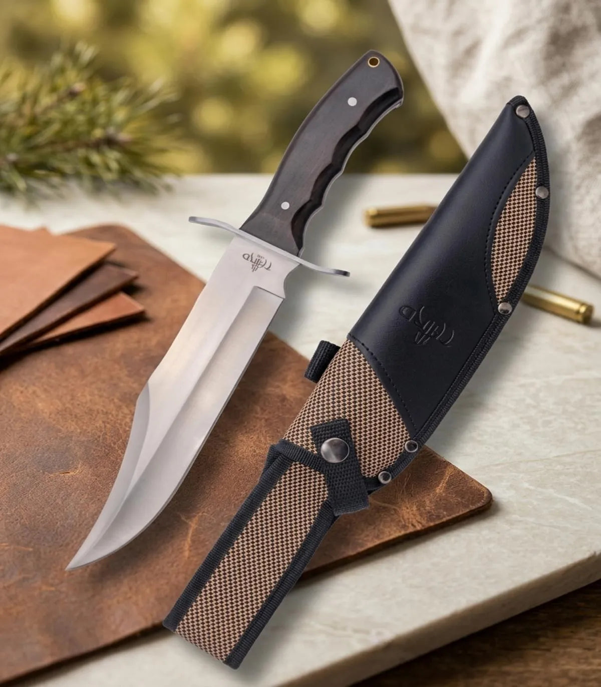 Cuchillo de caza Third Bowie acero 440, madera ébano_IA