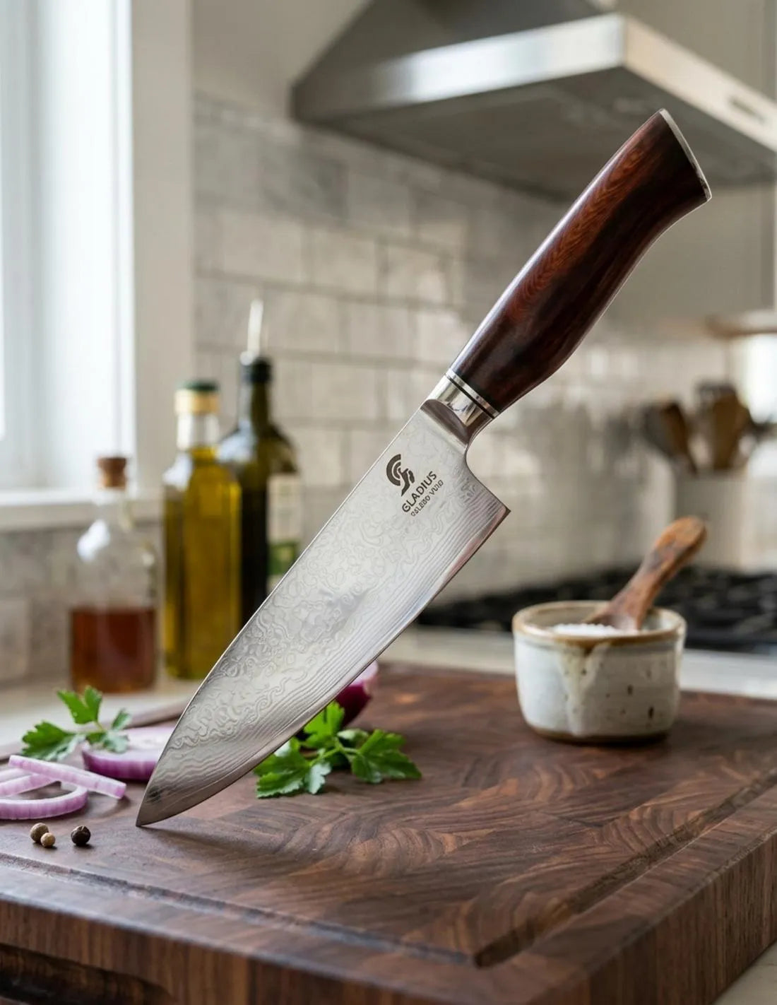 Cuchillo Chef VG10 Damasco 19,5 cm. mango madera