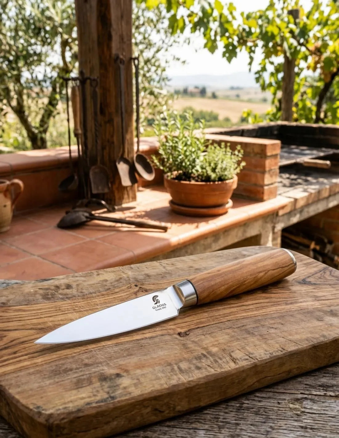 Cuchillo Puntilla hoja 9,5 cm. mango olivo