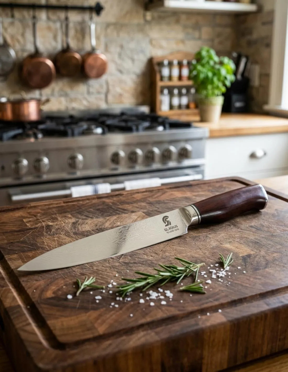 Cuchillo Fileteador damasco hoja 20 cm. mango olivo