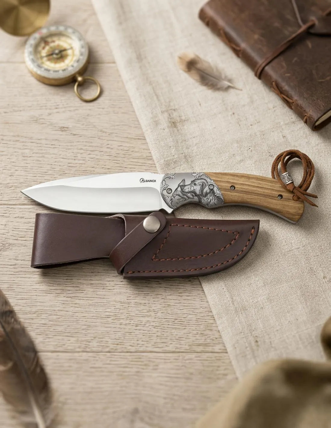 Cuchillo de caza Albainox virola acero docorada_IA