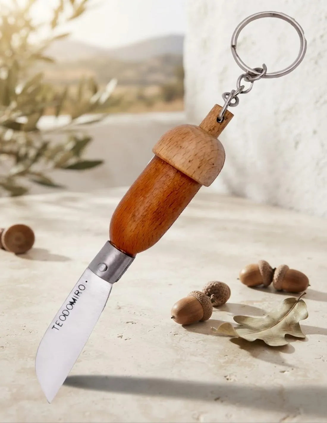 Navaja llavero de campo Teodomiro modelo Bellota, madera y acero inox. _IA