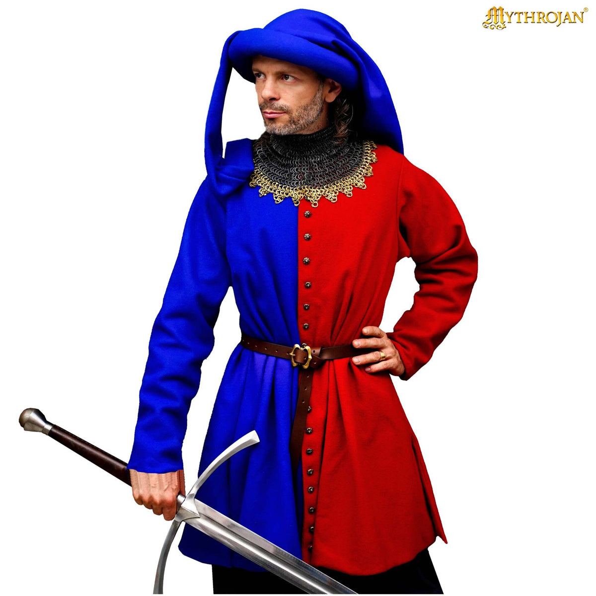 Abrigo medieval de lana siglos XIV-XV modelo Houppelande